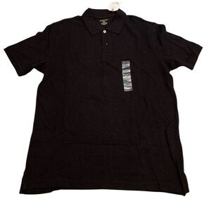 NWT St. John's Bay Men's M Black Heritage Classic 100% Cotton Polo Shirt